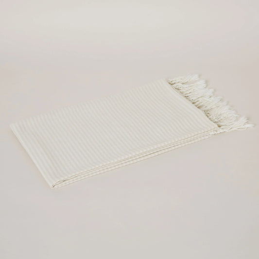 Turkish Cotton Towel . Classic Stripe Beige