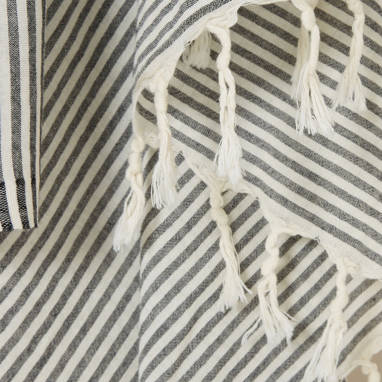 Turkish Cotton Towel . Classic Stripe Black and White