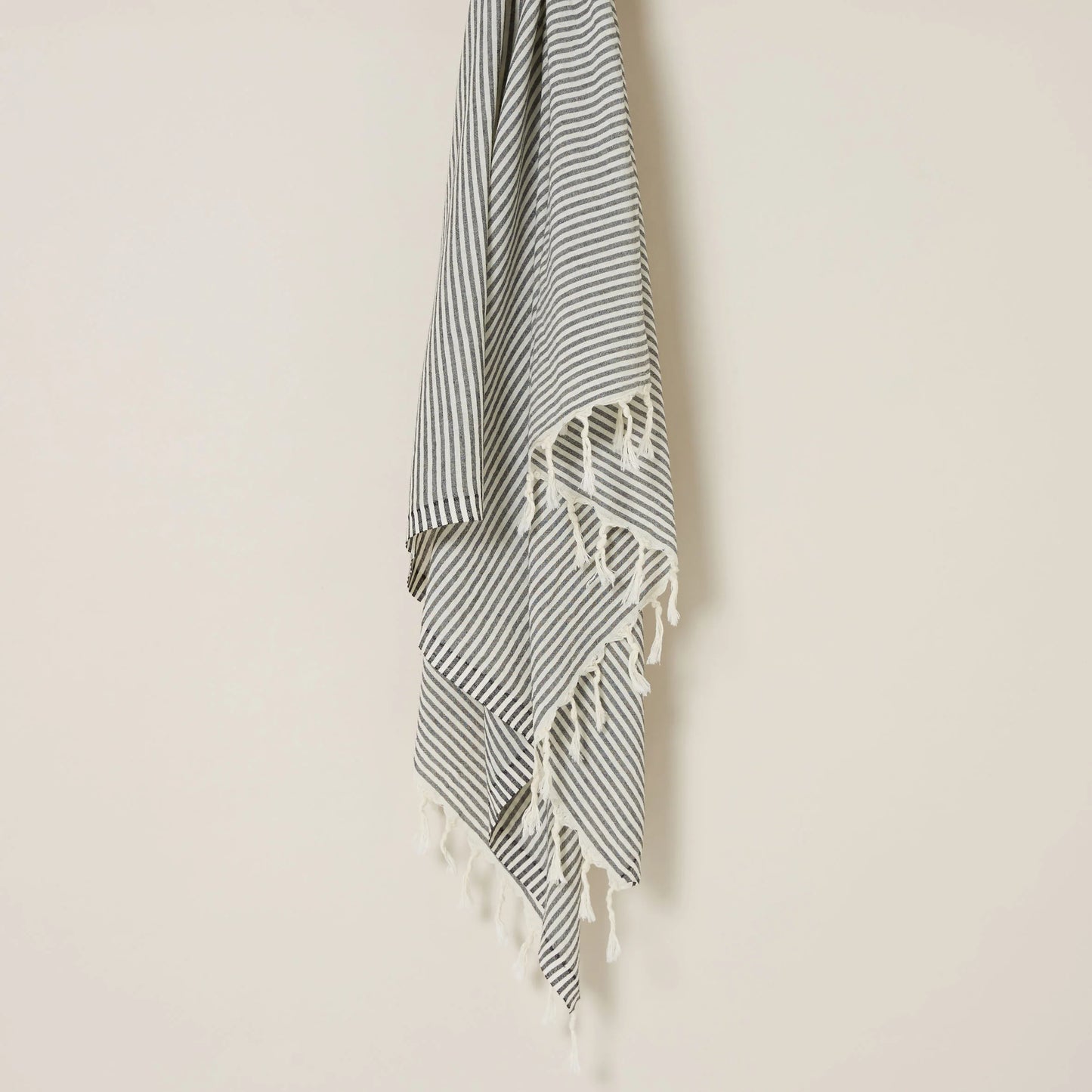 Turkish Cotton Towel . Classic Stripe Black and White