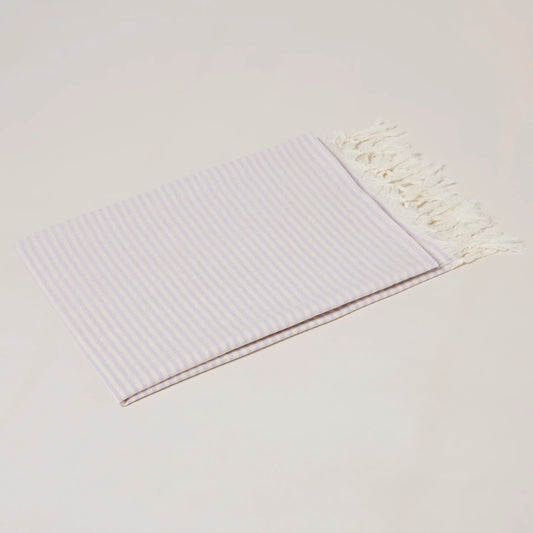 Turkish Cotton Towel . Classic Stripe Lilac