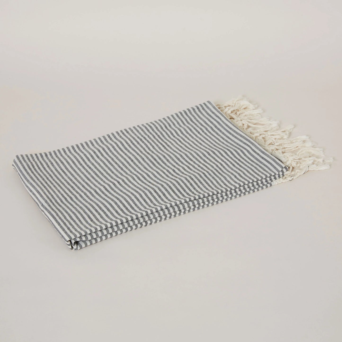 Turkish Cotton Towel . Classic Stripe Black and White