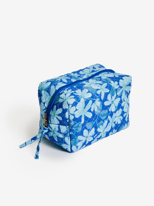 Violet Floral Bathroom Bag . Blue