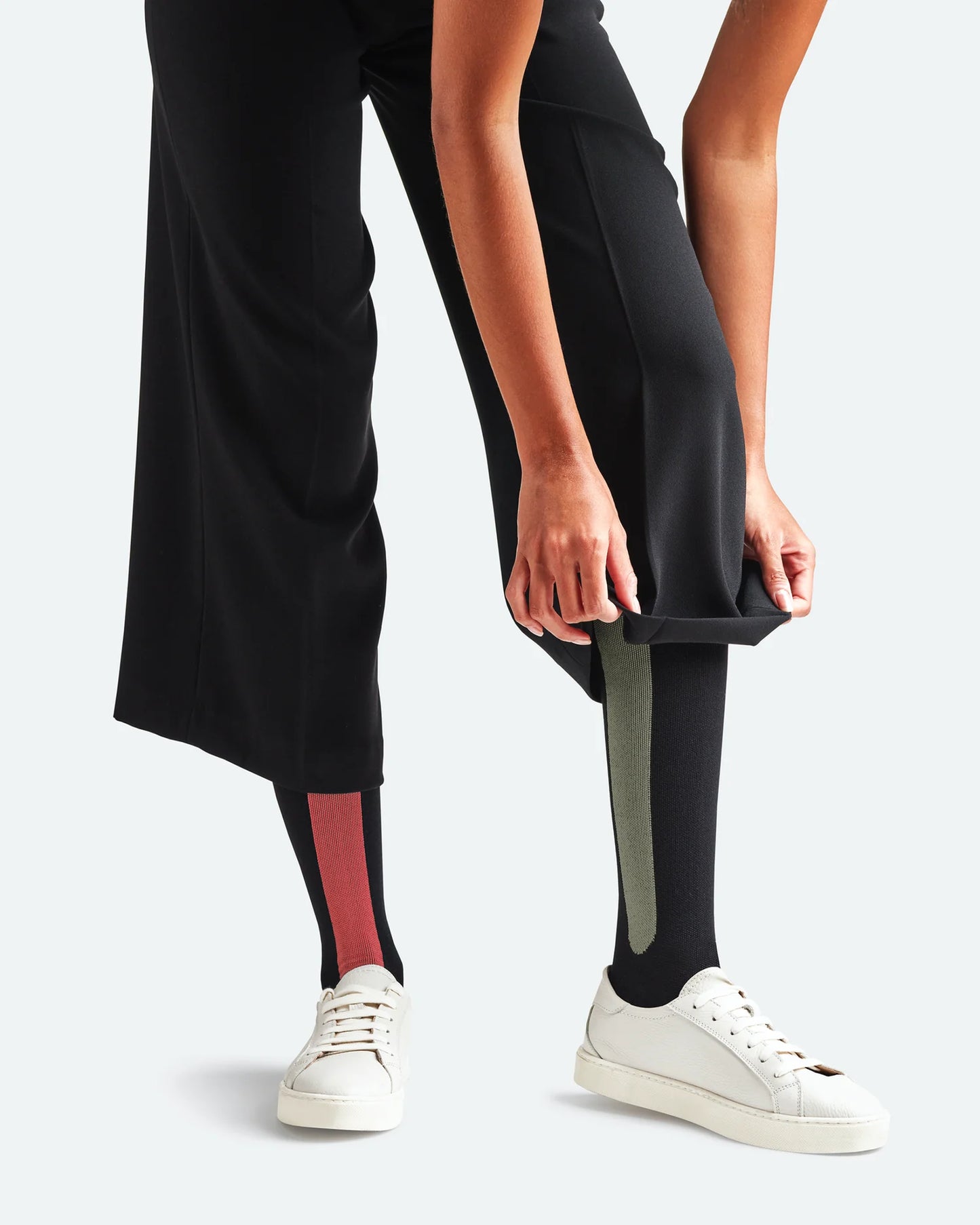 Bamboo Compression Socks . Sunset Red + Olive Green