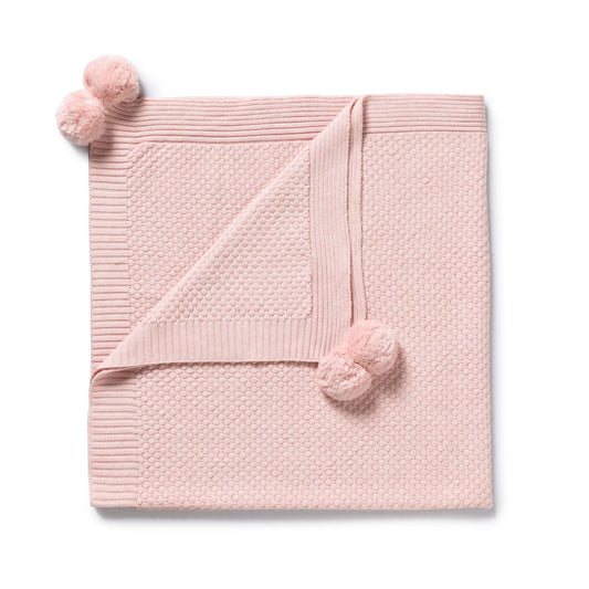 Organic Knitted Bubble Blanket . Marshmellow