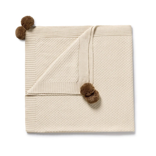 Organic Knitted Bubble Blanket . Cream