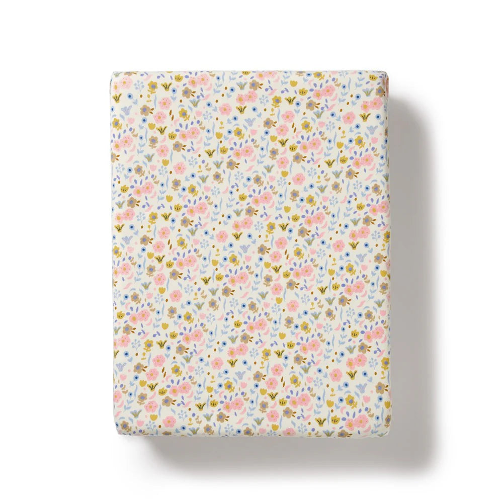 Organic Cotton Fitted Cot Sheet . Ava Floral