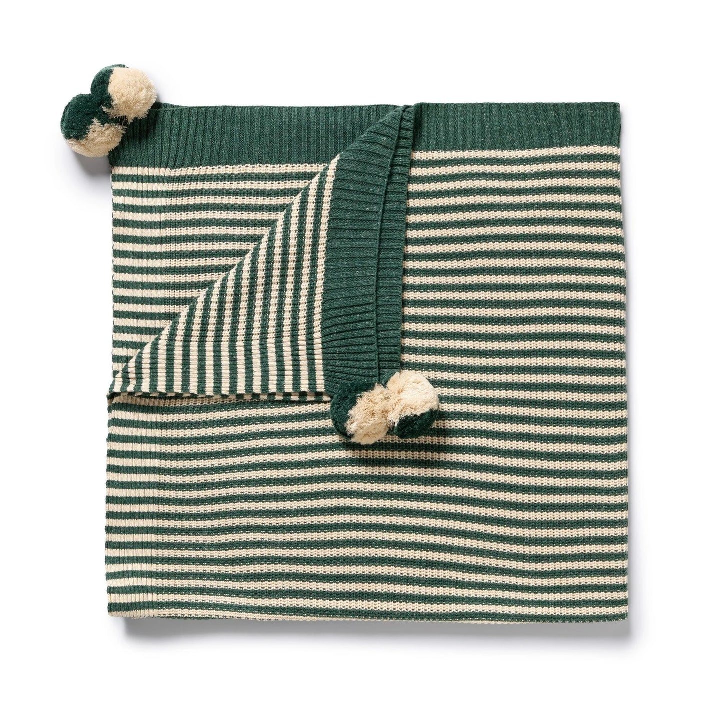 Organic Knitted Bubble Blanket . Clover Stripe
