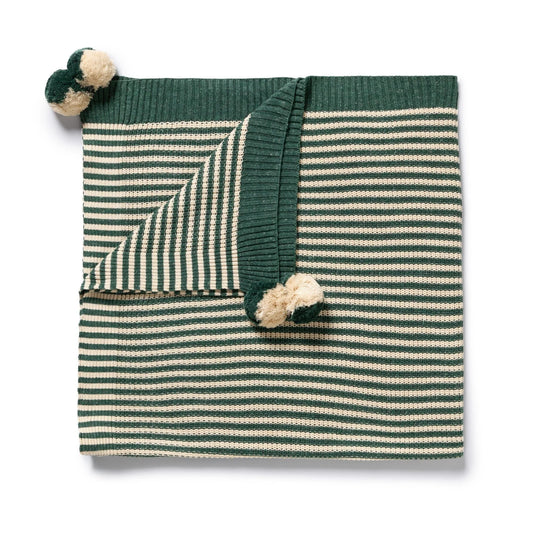 Organic Knitted Bubble Blanket . Clover Stripe
