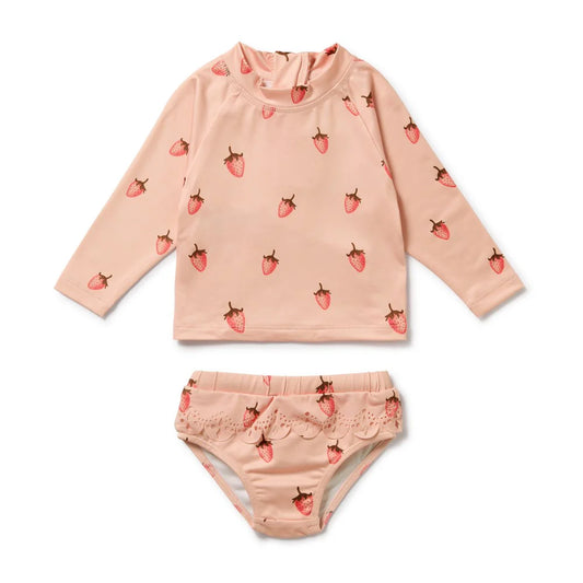 Baby Rashie Swimsuit Set . Strawberry Kisses