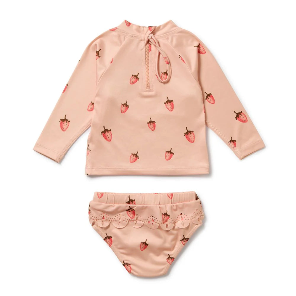 Baby Rashie Swimsuit Set . Strawberry Kisses
