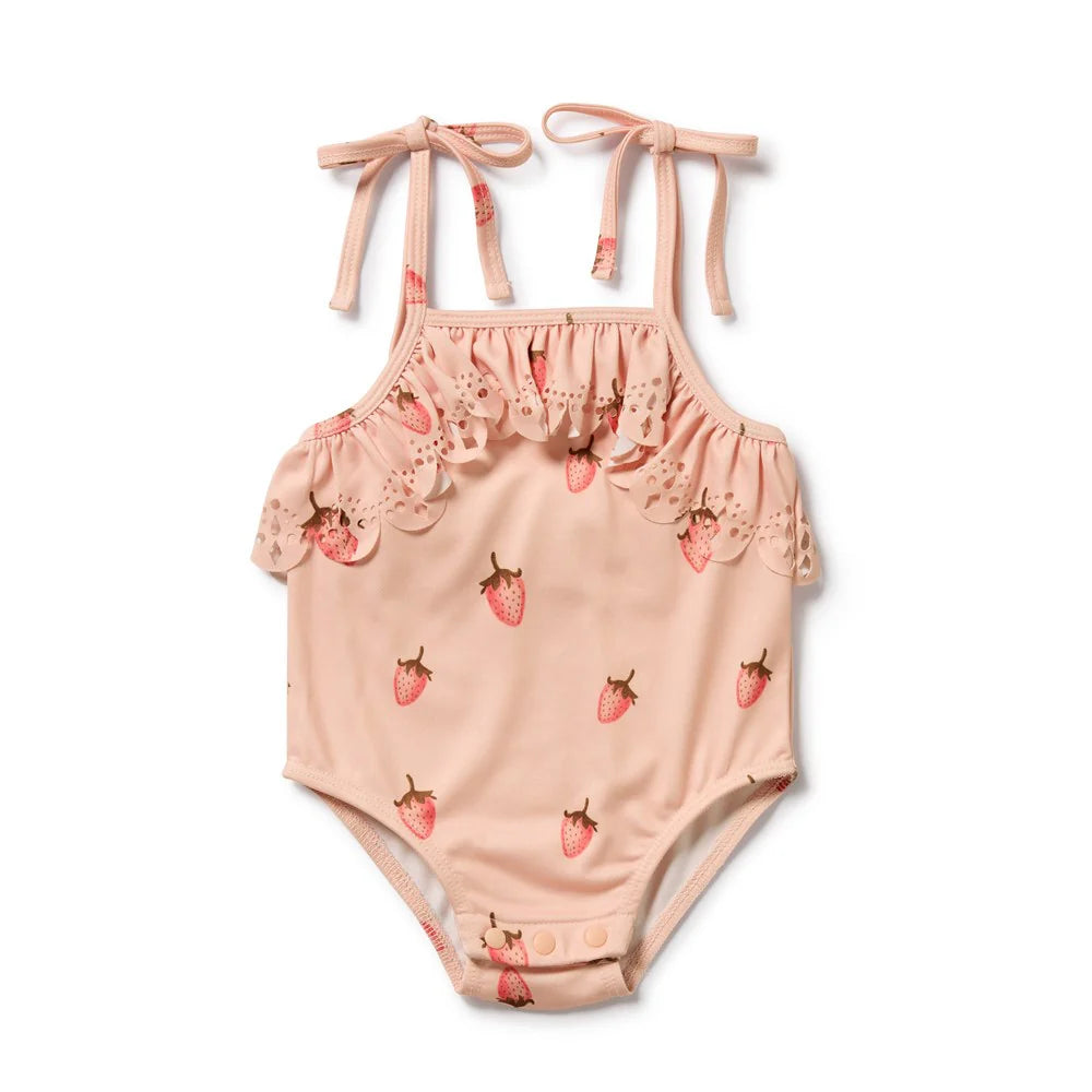 Baby Swimsuit . Strawberry Kisses
