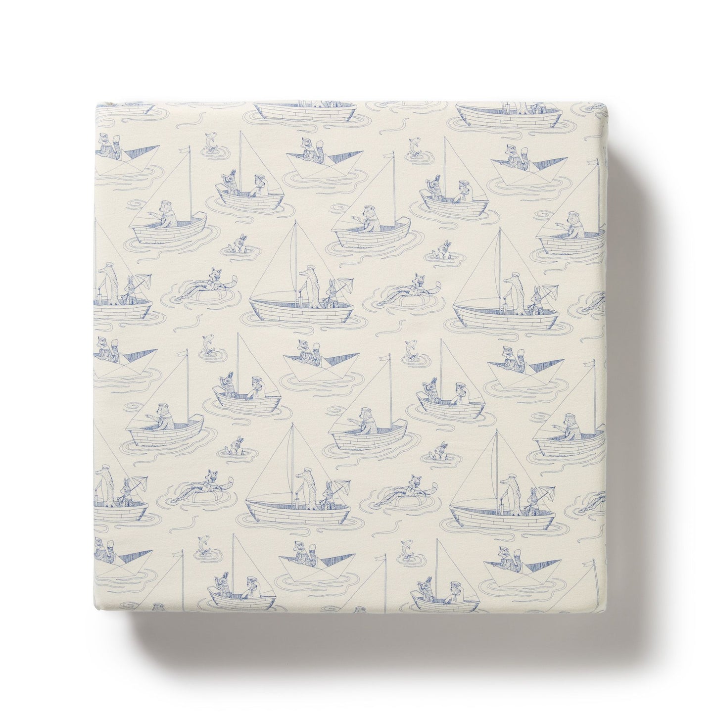 Organic Cotton Fitted Cot Sheet . Sail Away