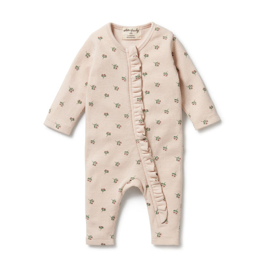Organic Cotton Ruffle Zipsuit . Emily Floral