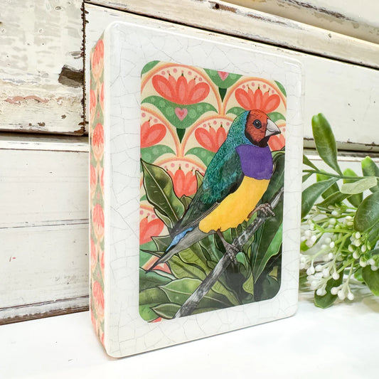Mini Woodblock . Gouldian Finch  ARRIVING SOON