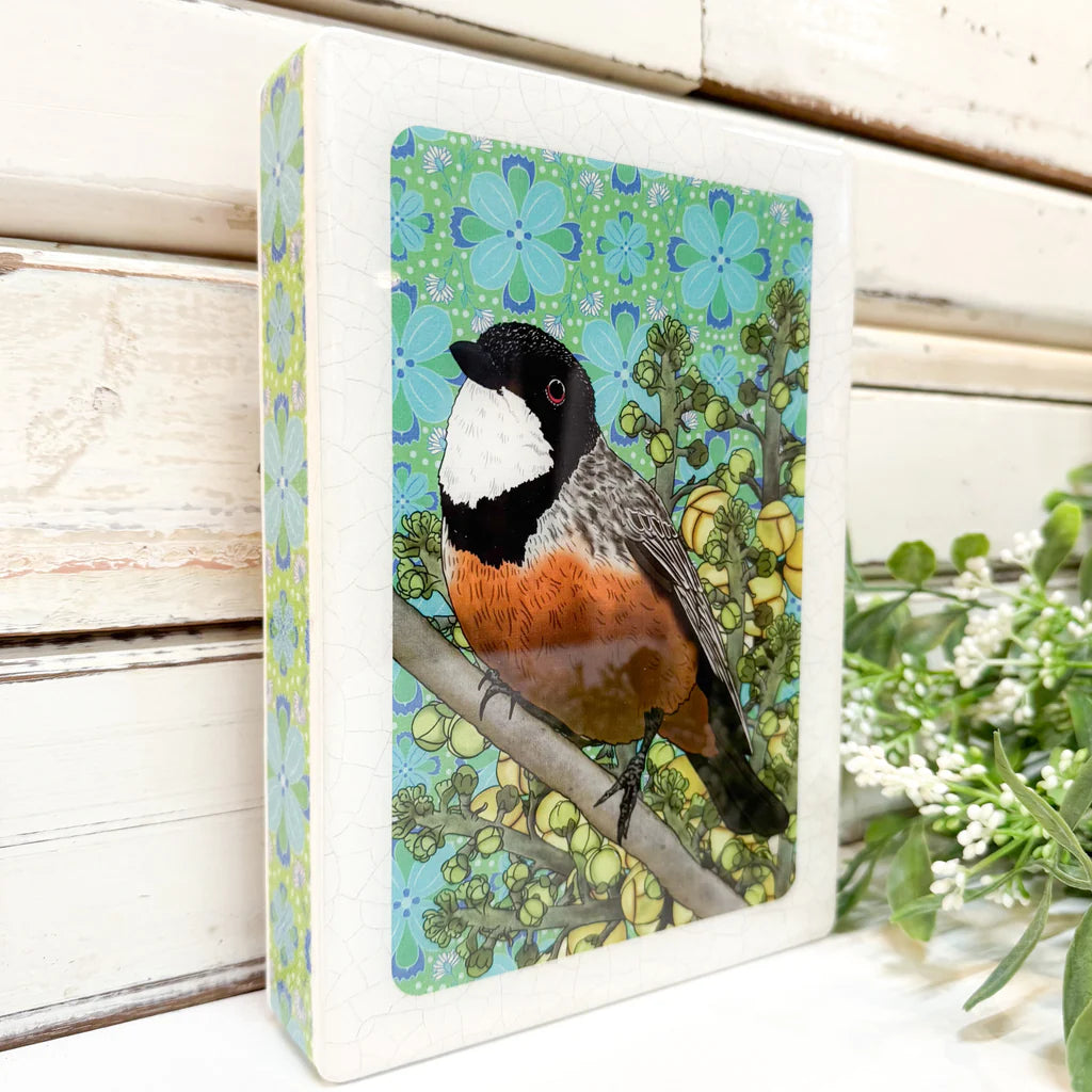 Medi Woodblock . Rufous Whistler  ARRIVING SOON