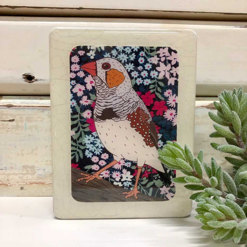 Mini Woodblock . Zebra Finch  ARRIVING SOON
