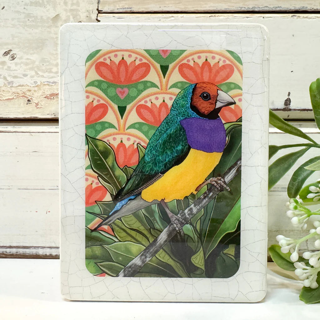 Mini Woodblock . Gouldian Finch