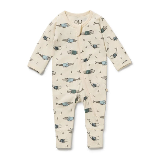 Woolly Whales Organic Cotton Zipsuit