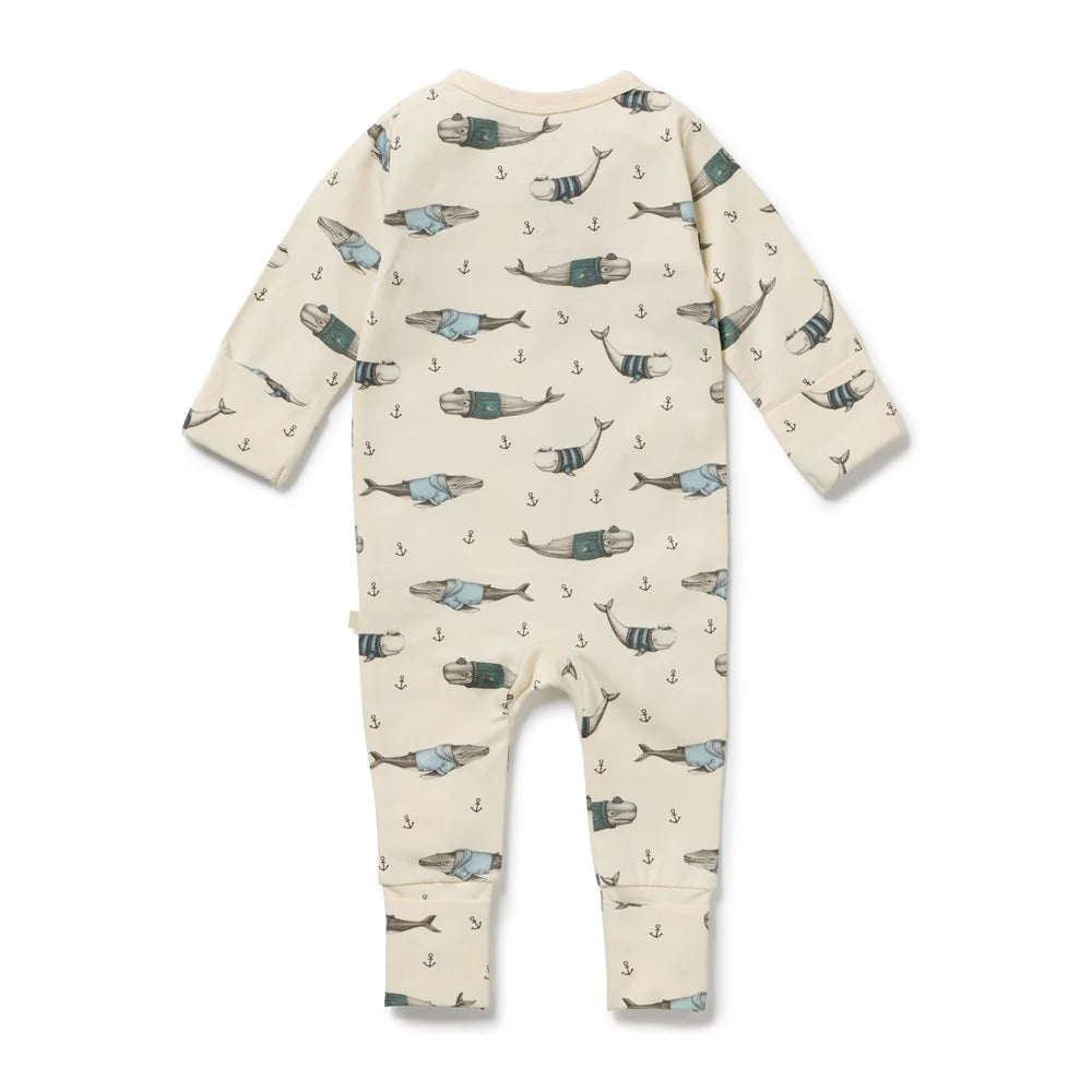 Woolly Whales Organic Cotton Zipsuit