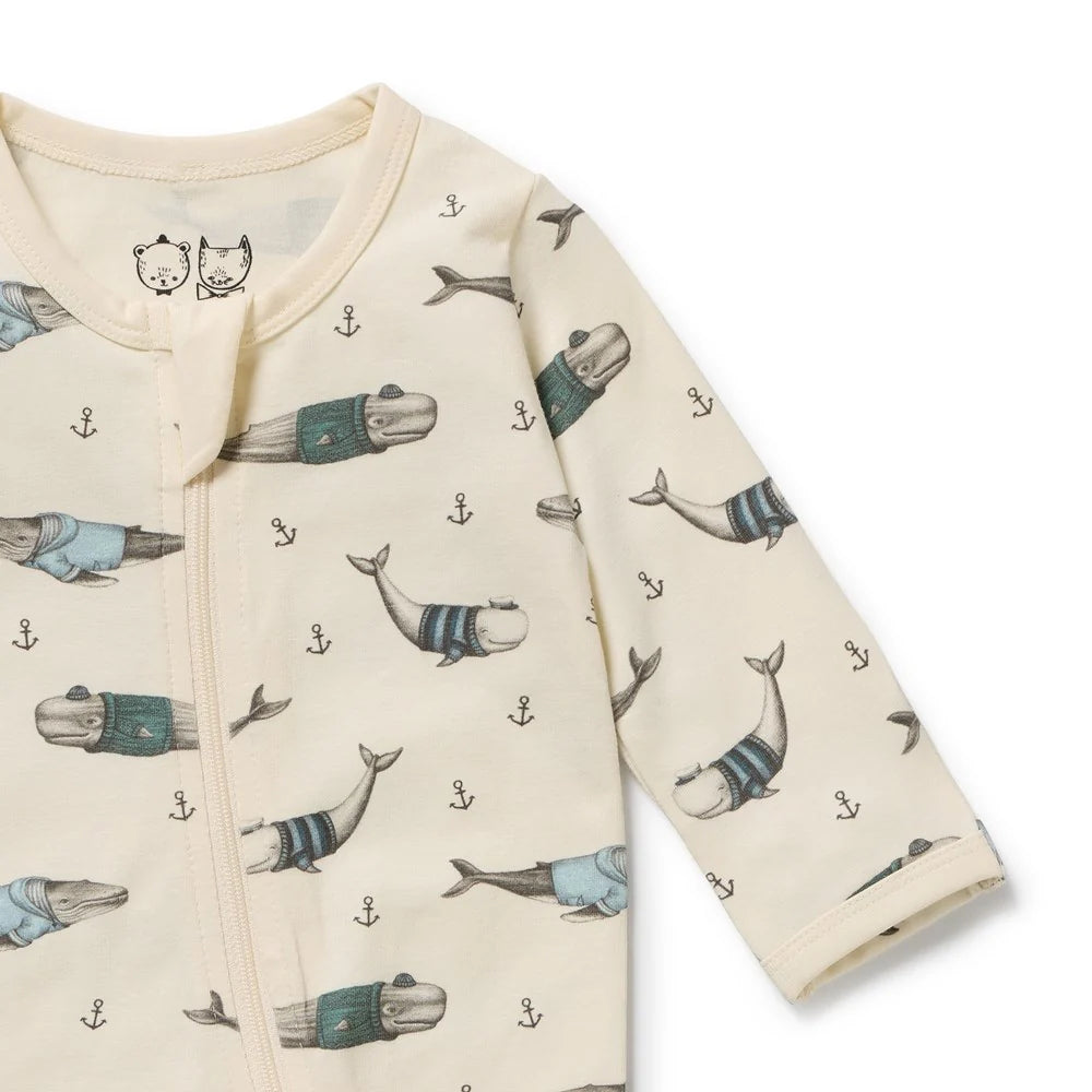 Woolly Whales Organic Cotton Zipsuit