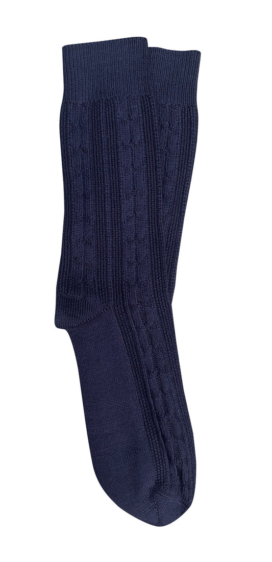 Merino Wool Socks . Chunky Cable . Navy .