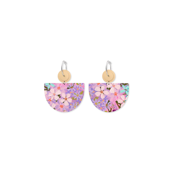 Kelsie Rose . Floating Florals . Large Bell Circles Hoop Earrings