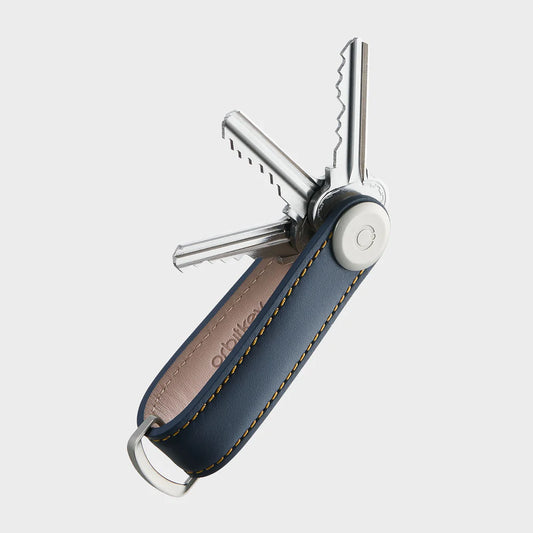 Orbitkey Key Organiser . Navy with Tan Stitching