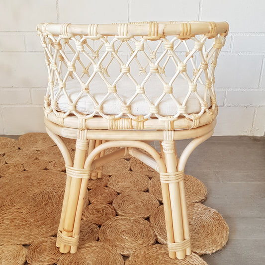Tiny Harlow doll cot cane rattan