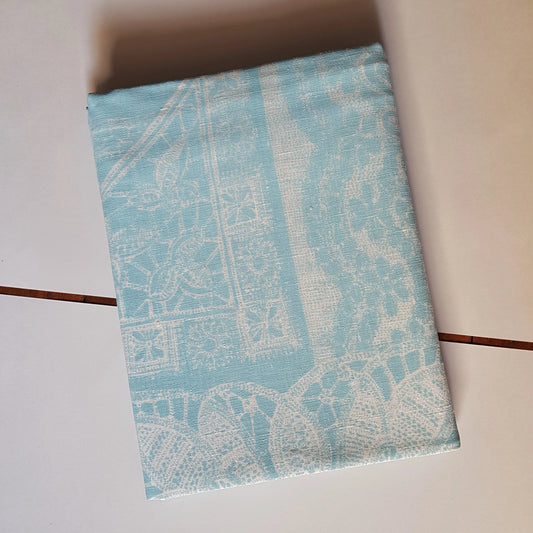 Table cloth . Lace Detail . Sky Blue