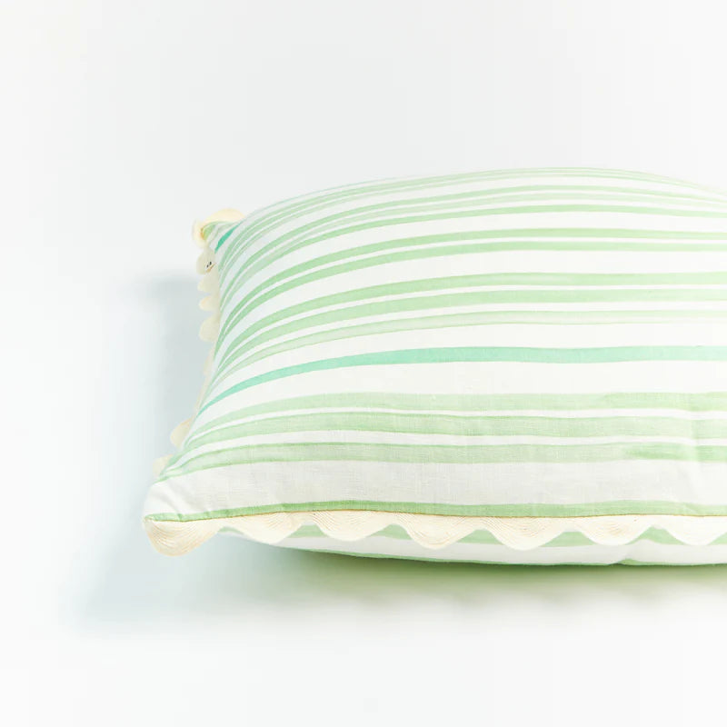 Bonnie and Neil stockist Perth Green Stripe cushions back