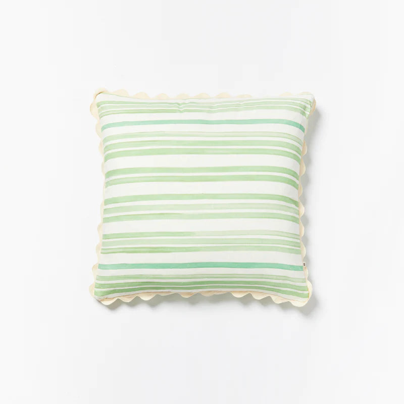 Bonnie and Neil stockist Perth Green Stripe cushions back