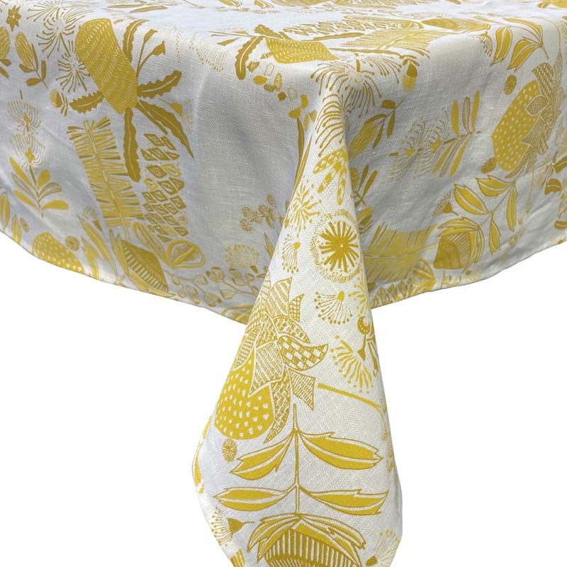 Tablecloth . Australiana Folk . Yellow / Ochre