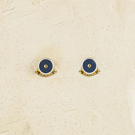 Golden Orb Stud Earrings . Blue . Erin Lightfoot