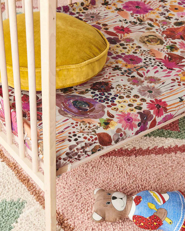 Organic Cotton Cot sheet . Field of Dreams