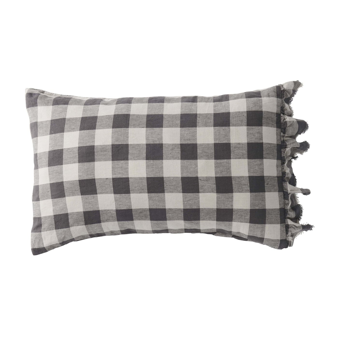 Society of Wanderers Ruffle Pillowcase Set : Liquorice Gingham