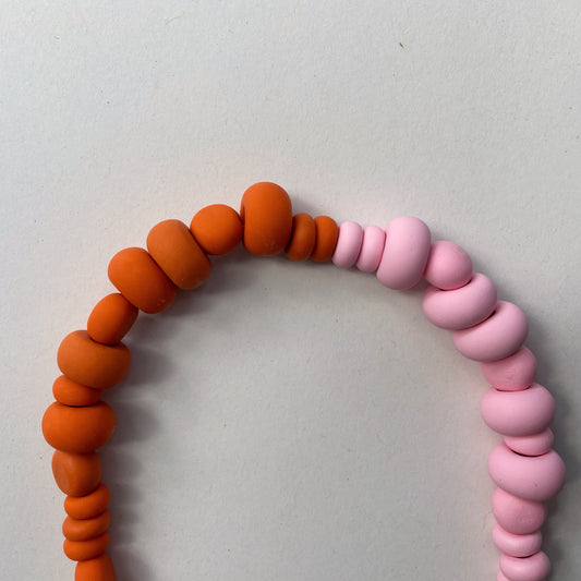 Splits Beaded Necklace : Caramel and Rose Pink